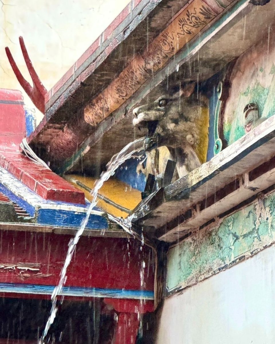 臺南的古廟建築設計細節多，有機會可以在下雨天到臺灣府城隍廟看獅首吐水。（取材自臺灣府城隍廟FB）